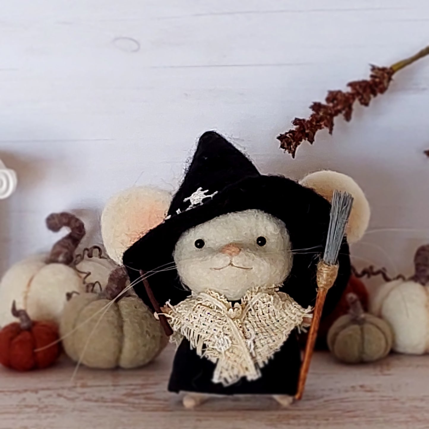 Needle felted mouse witch Agnes Willowfen
