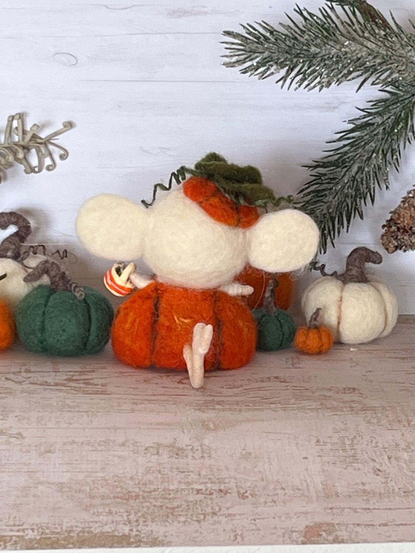 Needle felted mouse Guardians of the pumpkin patch Penelope Seedwhisk