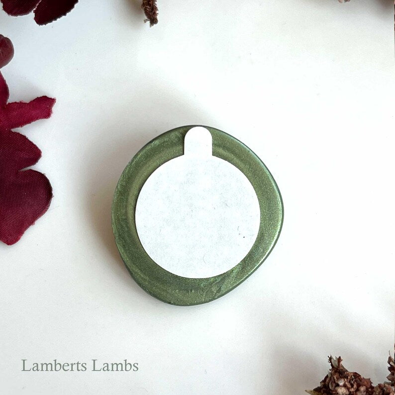 Green and copper coloured mushroom wax seal stickers , Premade set of six mushroom wax seals, Self-adhesive wax seal stickers.