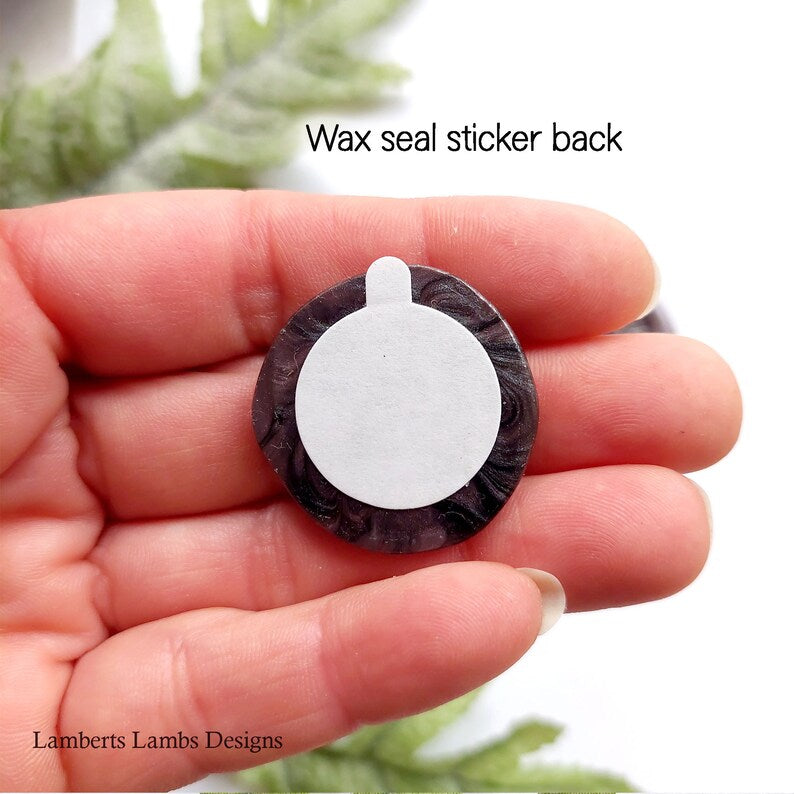 Black wax seal stickers with moon and flowers, Premade wax seals, Self-adhesive wax seal stickers.