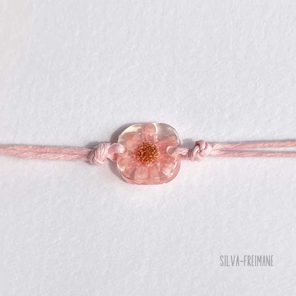 Small Light Pink Flower String bracelet, Friendship bracelet, mininalist bracelet with pressed flower,  handmade personalized bracelet